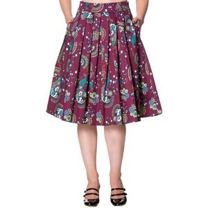 Banned Apparel Frankie Peacock Skirt Women's Small Bordeaux Purple Pleated NWT